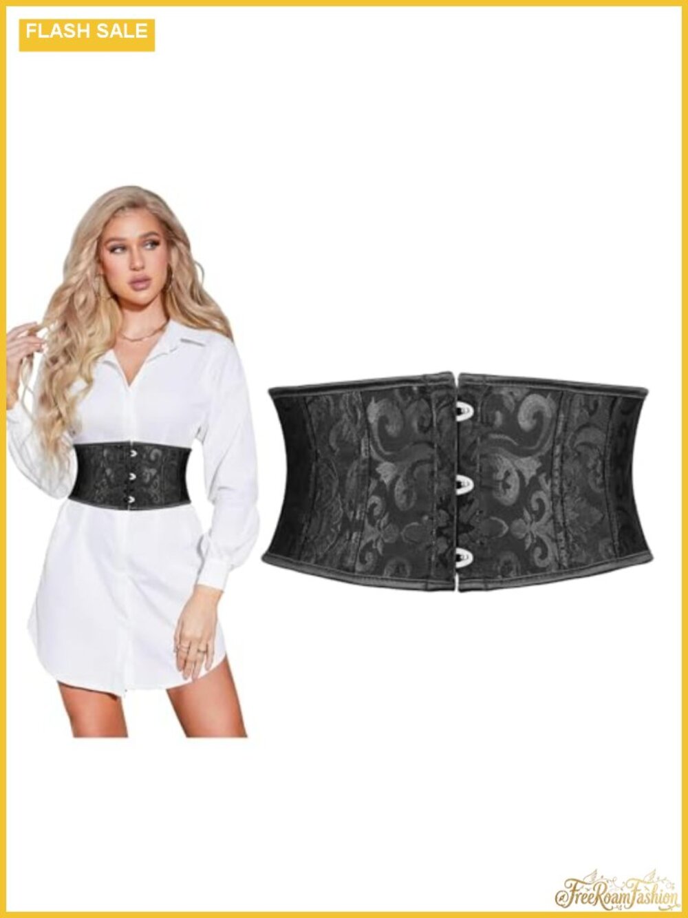 Jacquard Corset Belt Underbust Boned Lace Up Bustier Waspie Steampunk